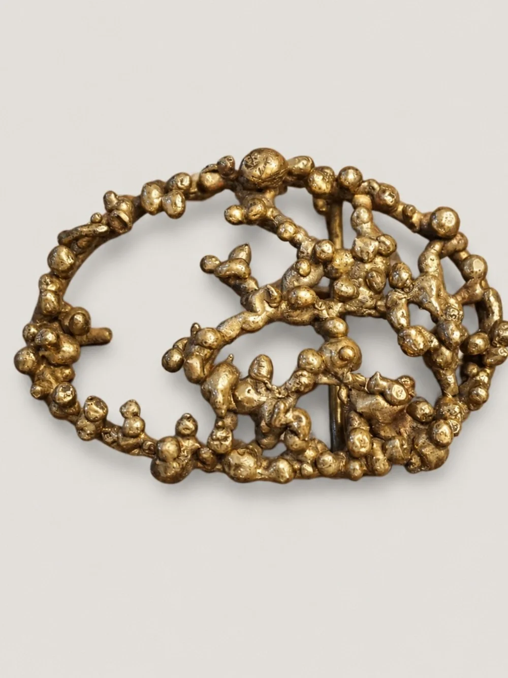 Vintage 1970s Brutalist Spore Solid Cast Brass Belt Buckle Unisex
